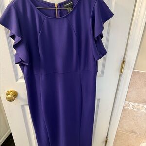 Liz Claiborne Purple Sheath Dress with Flutter Sleeves